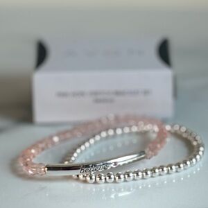 Pink Hope “Believe” Stretch Bracelet by Avon Silver NIB Inspirational Gift 2018